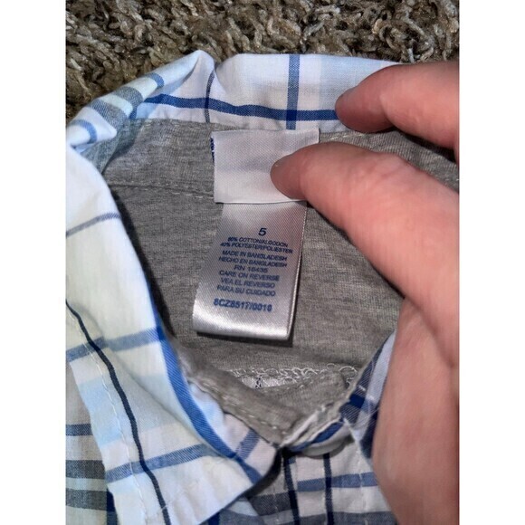 Nannette Kids white/blue plaid button‎ down boys shirt size 5 - Picture 3 of 6